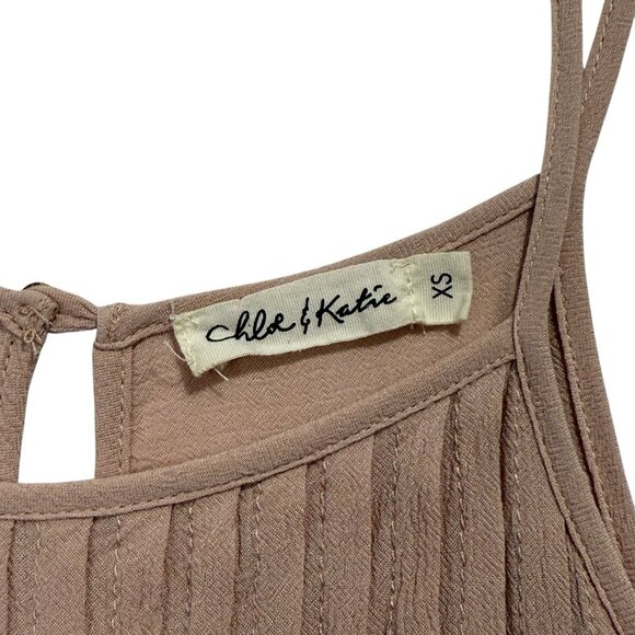 Chloe & Katie Blush Pink Embroidered Tank Top XS Boho Festival Floral Lace Rayon - Picture 6 of 9